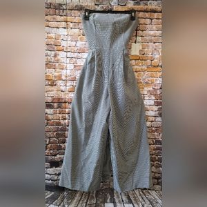 1.STATE Women's Strapless Wide-Leg Jumpsuit-Black and White (555-501)